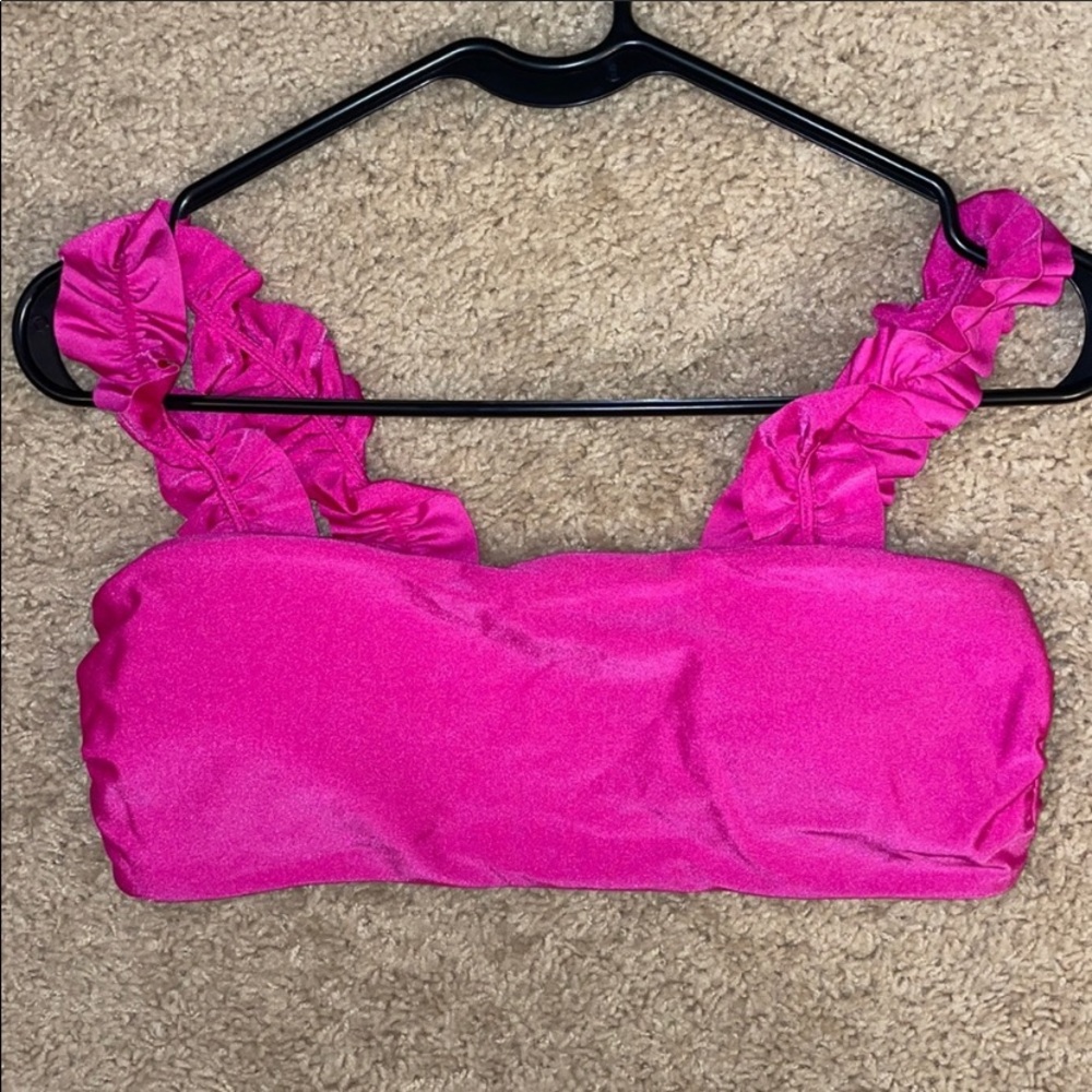 Hot pink ruffle bikini top